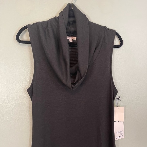 SPIRIT OF GRACE Dress Womens L Mini Cowl Neck Sleeveless Stretch Black NWT - Picture 3 of 9